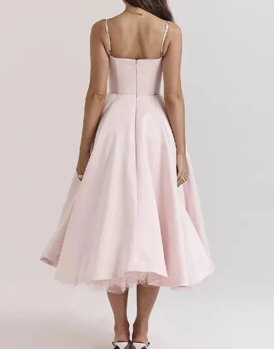 Best Quality Elegant Party Strap Cut Out Ruffle Double Layer Halter Sexy Dress Women