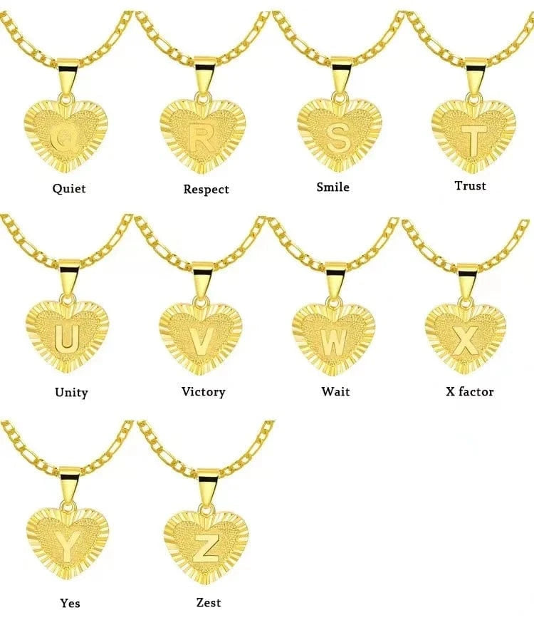 Best Selling 18k Gold Plated Initial Letter Pendant Women 26 Letters Love Tiny Heart Shaped Stainless Steel Jewelry