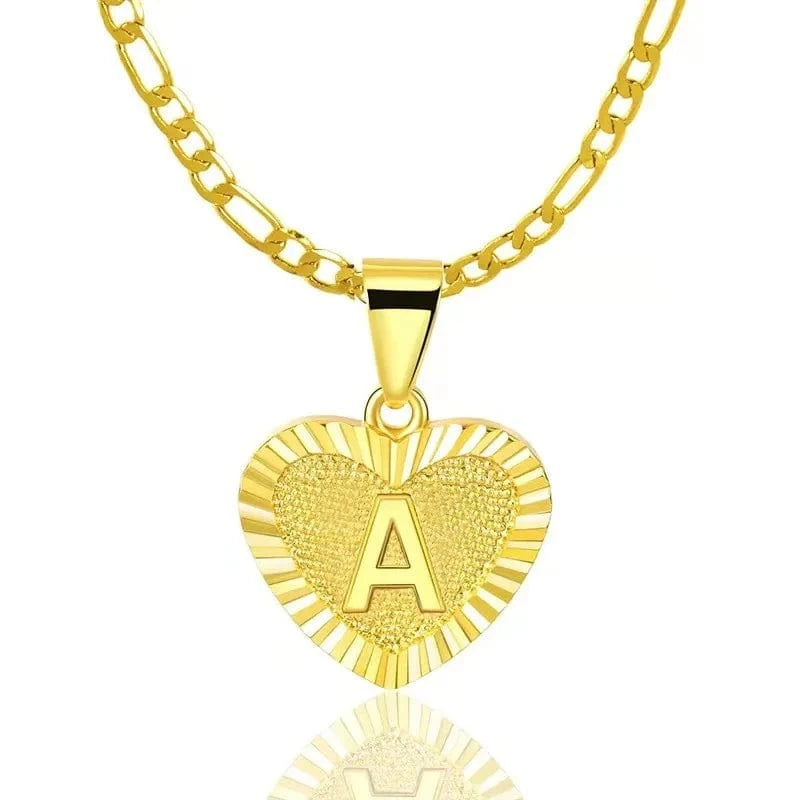 Best Selling 18k Gold Plated Initial Letter Pendant Women 26 Letters Love Tiny Heart Shaped Stainless Steel Jewelry