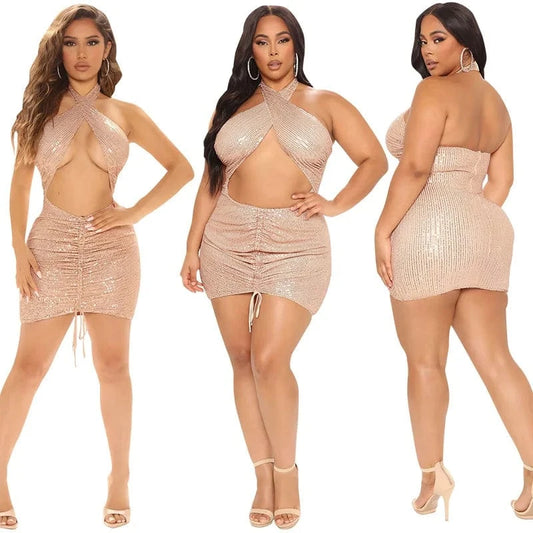 best selling product 2022 new arrivals plus size women's clothing sequin dresses women lady elegant party evening