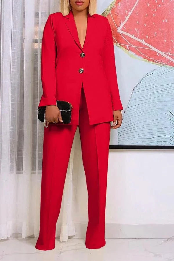 best selling product 2024 Solid color fashion casual spring small suit two piece pants set