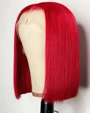 best-selling Red Color short BOBO human hair full frontal lace wig for women