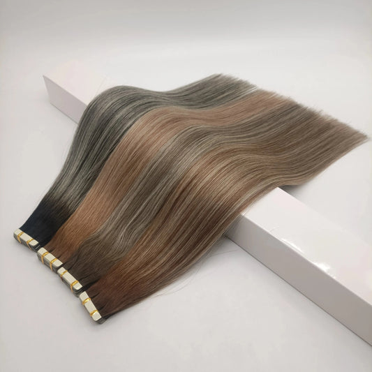 Best wholesales ombre color invisible hair tape extensions easy reuse 4~5 times tape hair extensions