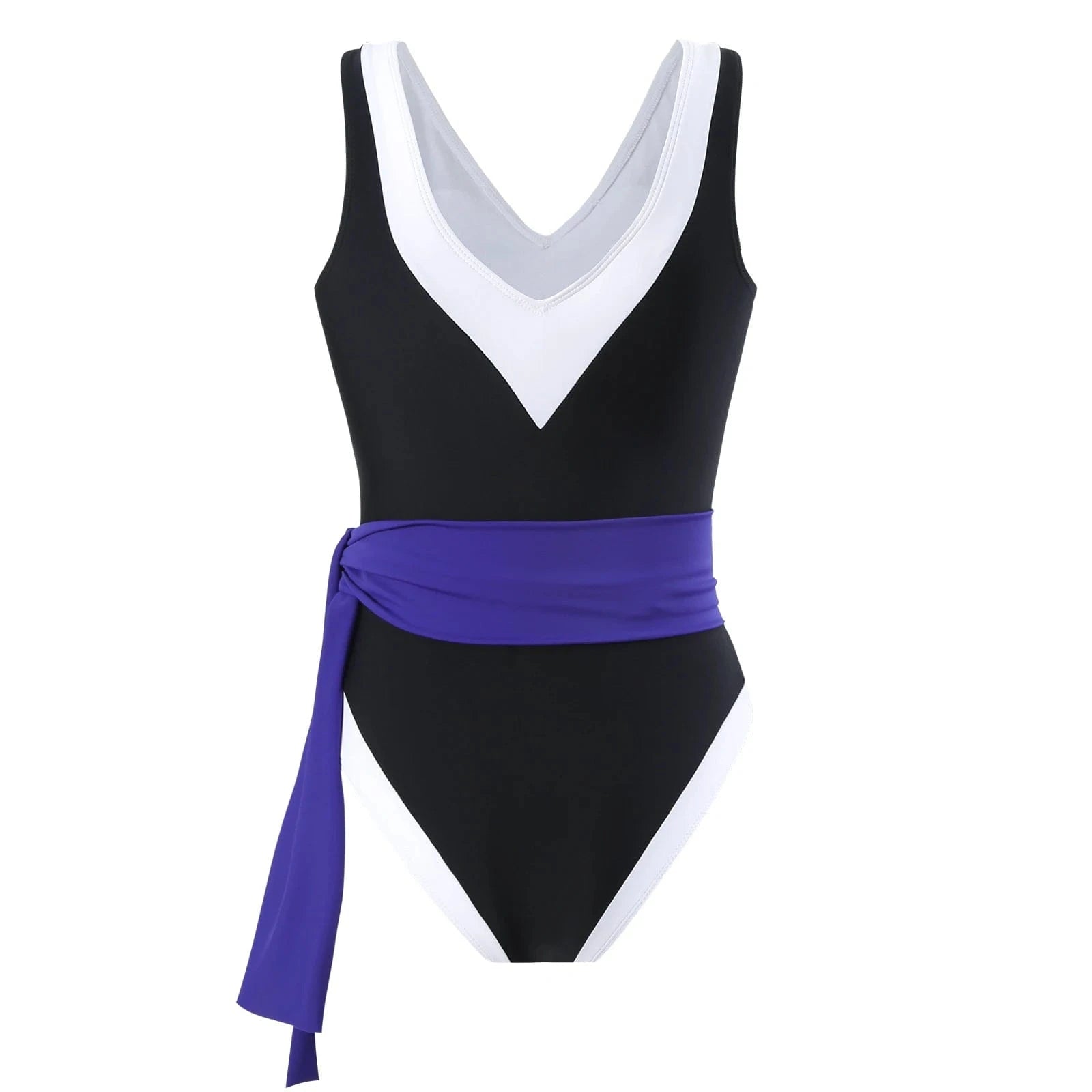 Bestway Manufacture Factory OEM One Piece Swimsuit for Women Bandage V-neck Patchwork Swimwear and Cover Up Skirt Beach Set 2024