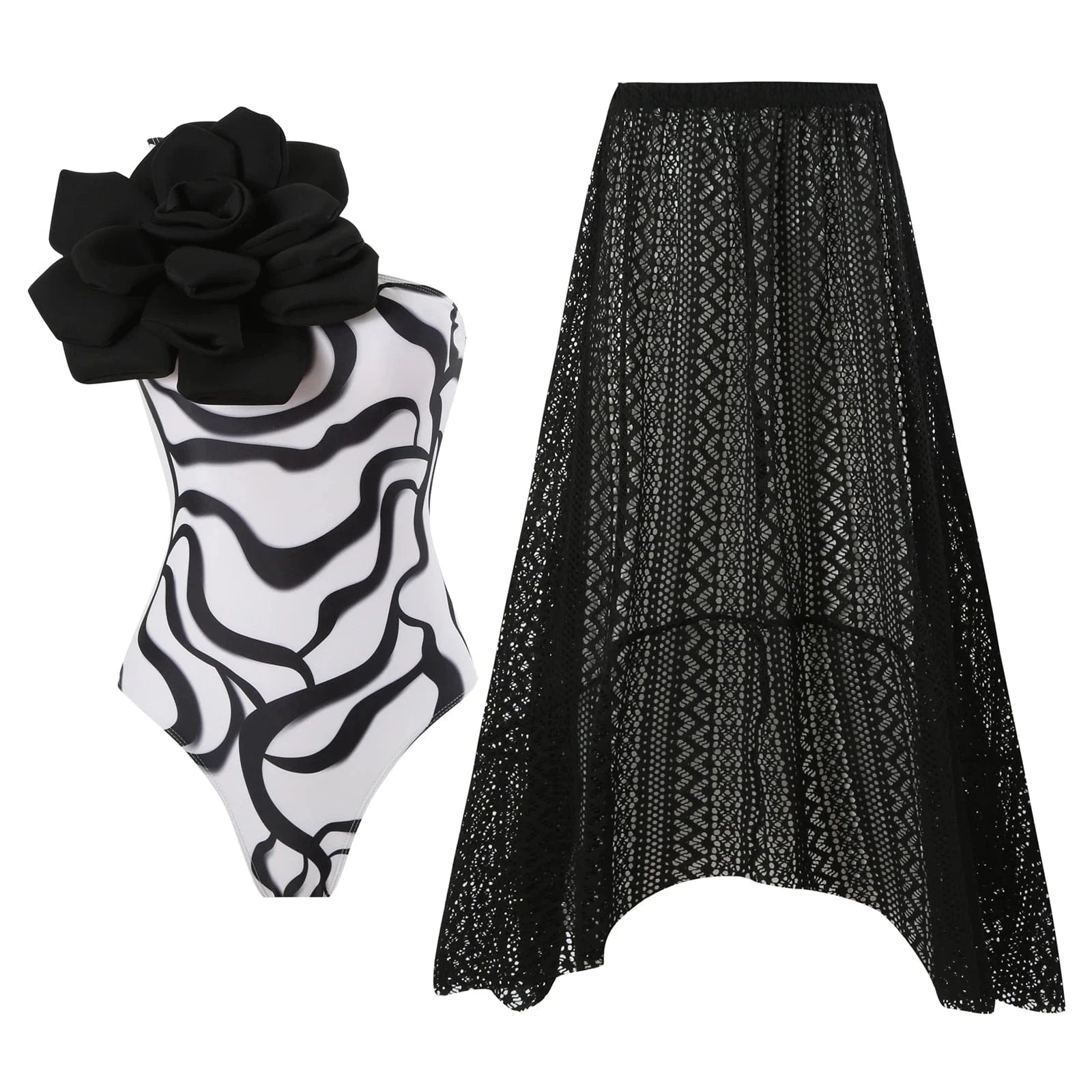 Bestway New Arrivals Big Flower Floral Printed Swimsuit with Beach Skirt Bathing Suit For Women Swimwear 2024 ready to ship OEM