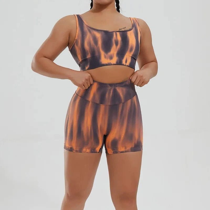 BESTWAYCLOX 2024 Popular New Spot Yoga Shorts Yoga Vest Set Women's Sports Bra Fitness Sportswear female short pants and vest