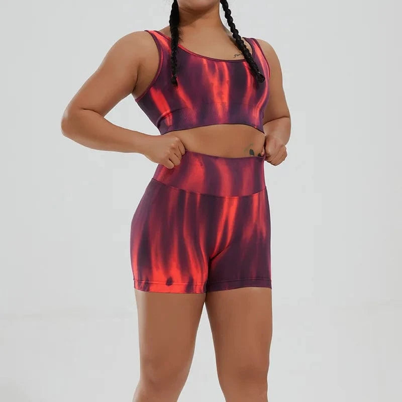 BESTWAYCLOX 2024 Popular New Spot Yoga Shorts Yoga Vest Set Women's Sports Bra Fitness Sportswear female short pants and vest