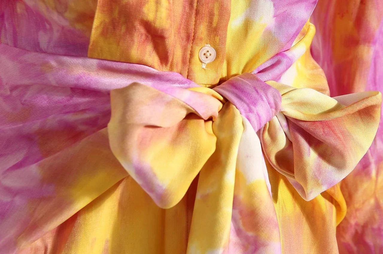 Bettergirl New fashionable Printed 2024 Spring Tie Dyed Shirt Dress