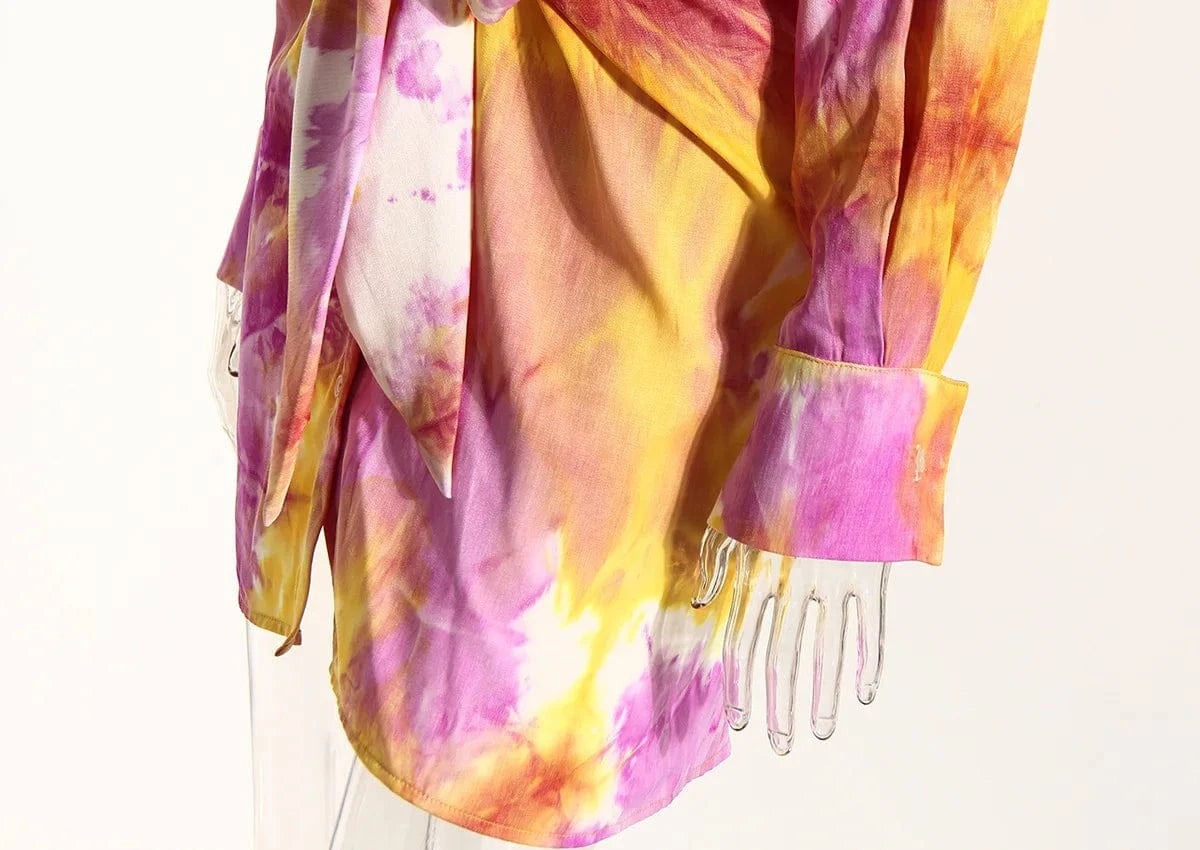 Bettergirl New fashionable Printed 2024 Spring Tie Dyed Shirt Dress