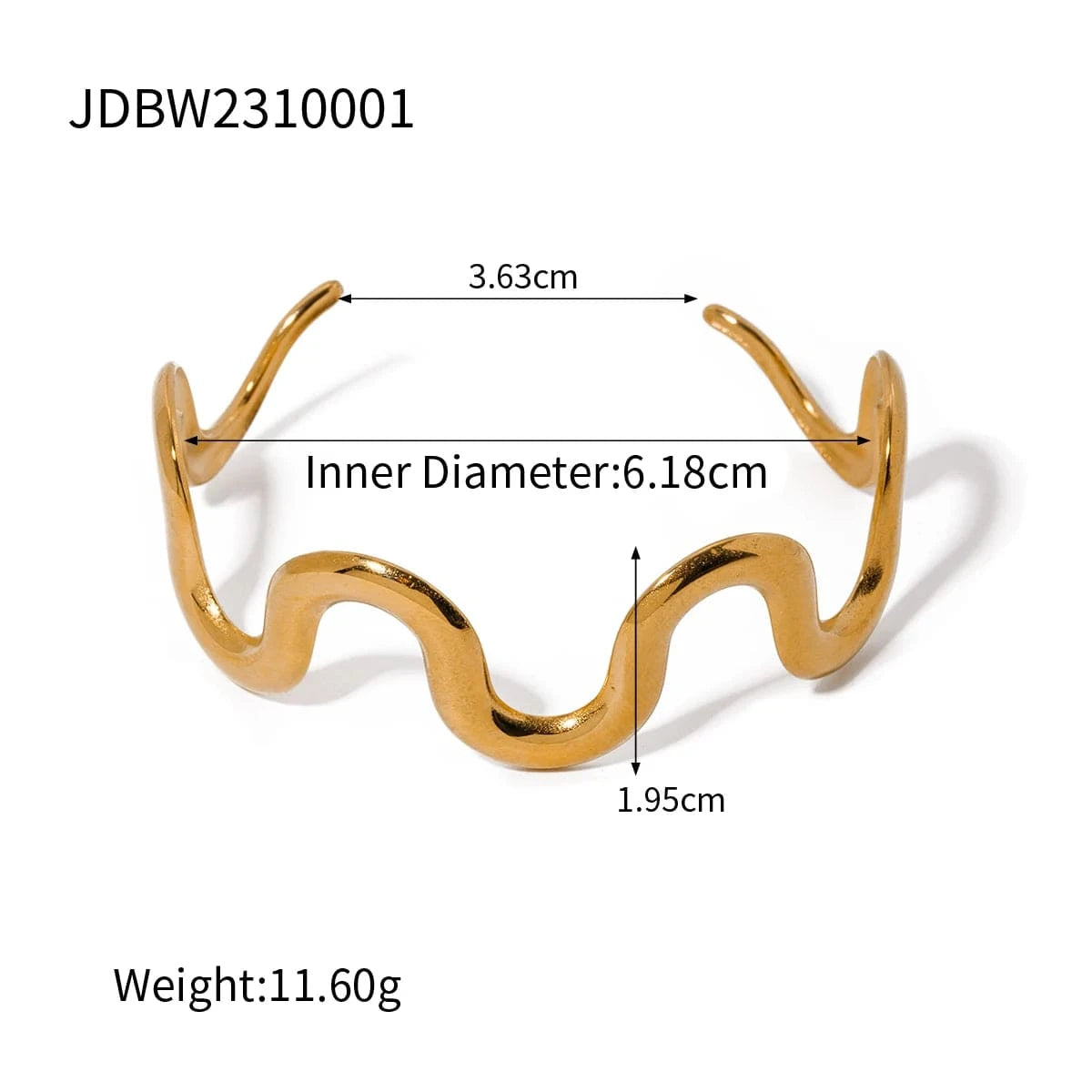 BG879 Jewelry 18K Gold Plated Wave Bracelets Gift Stainless Steel Twist Wavy Cuff Bangle for Women