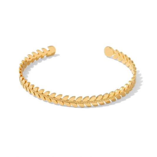 BG920 / Pictures / BG920 BG920 New Trendy 18k Plated Stainless Steel Jewelry Non Tarnished Bracelet Opening Leaves Bangles