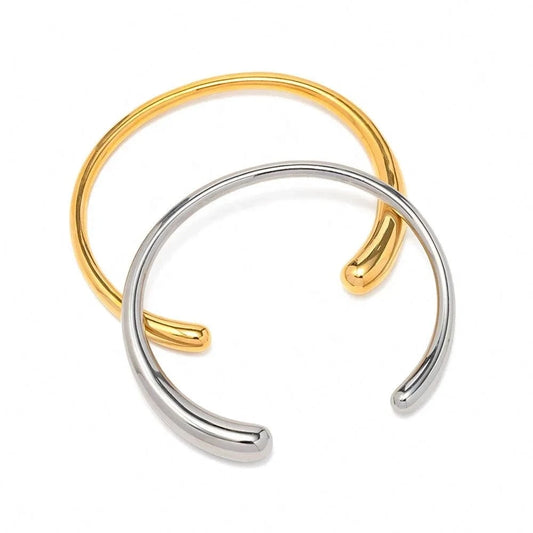 BG923 18K PVD Gold Plated Silver Everyday Wearing Basic Style High Polished Smooth Surface Bangle for Women