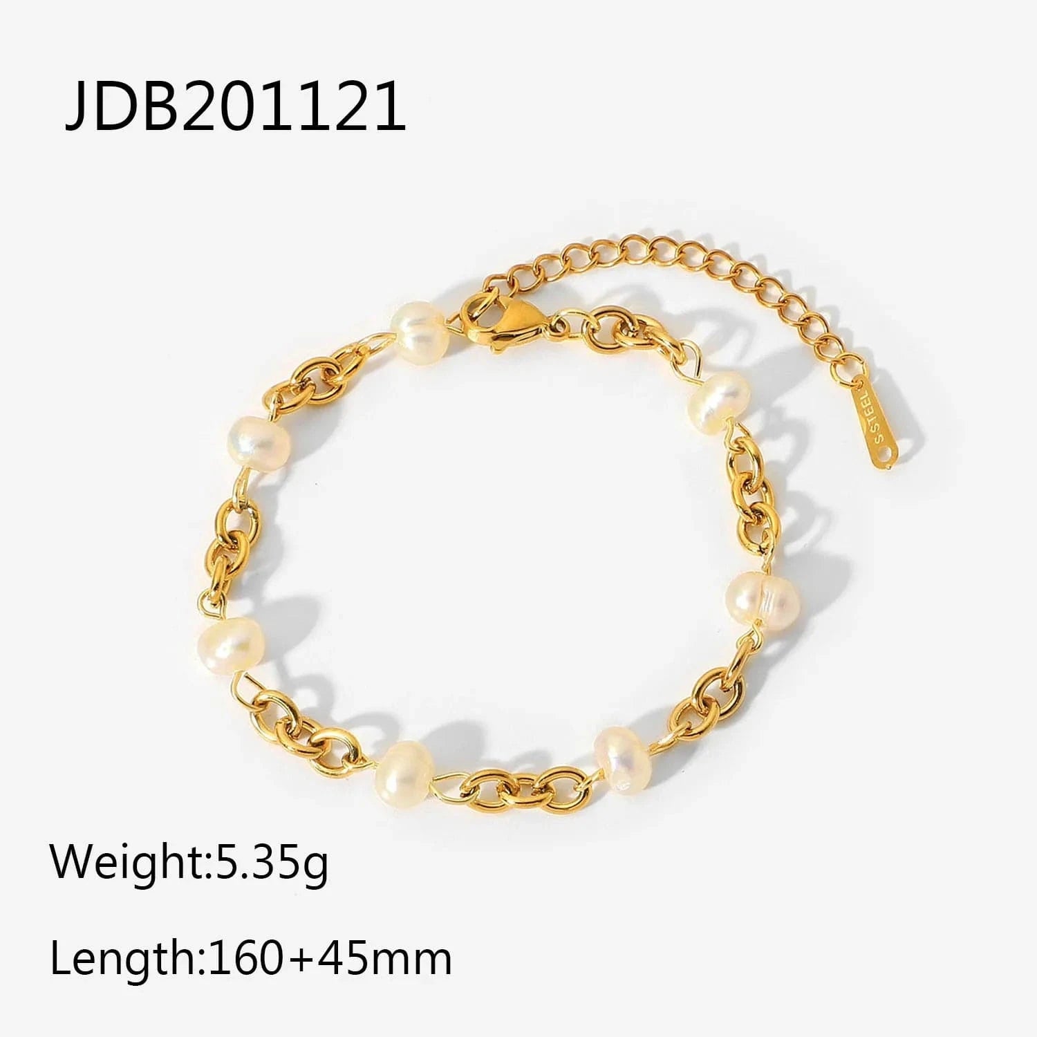 BG928 / 16+5cm / BG928 BG928 18k Gold Stainless Steel Women Luxury Dainty Chain Bangles  Natural Freshwater Pearl Bracelets