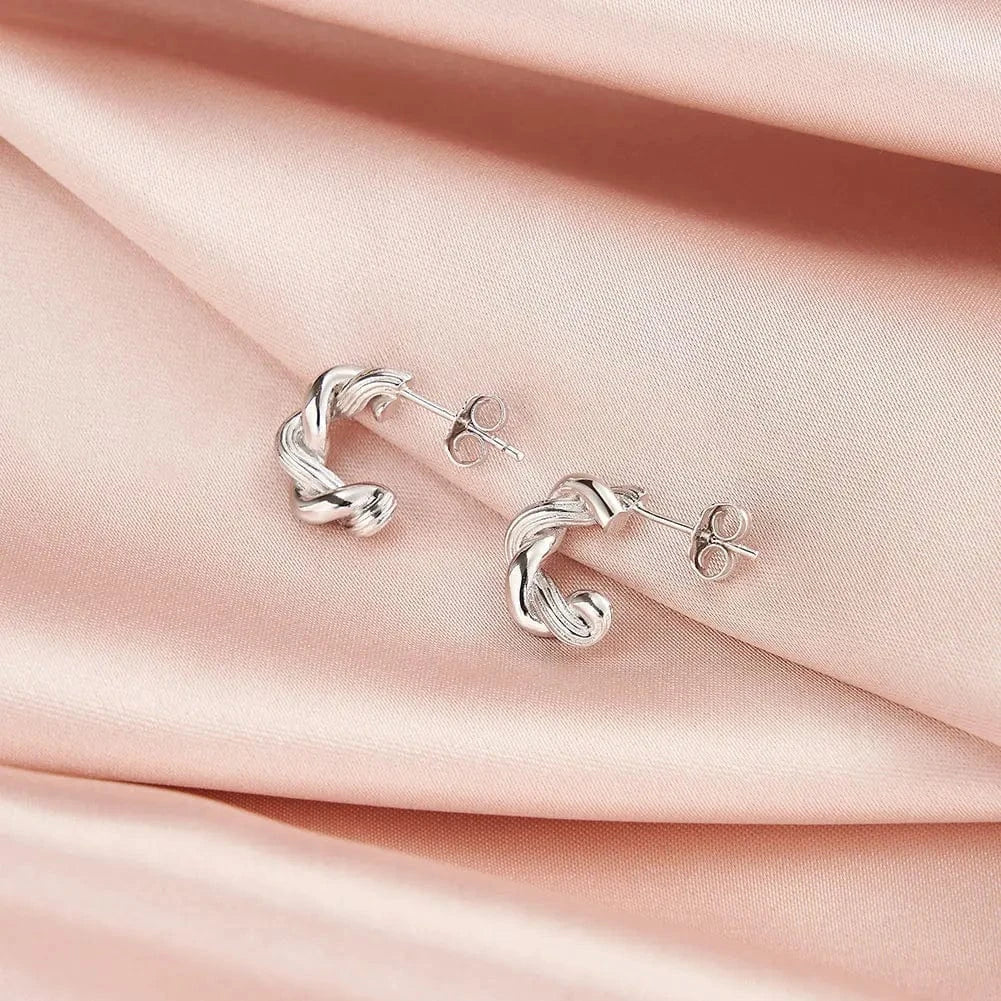 BGAE05 RINNTIN Hot Selling Jewelry Vintage Gold Plated 925 Silver Earring Twist Hoop Earrings