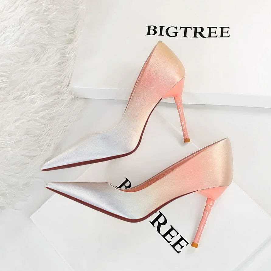 BigTree Rainbow single shoes High Heel Sandals  Red Black Office Fashion Shoes