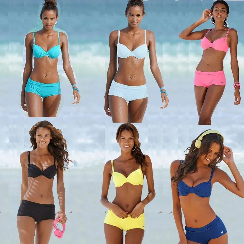 Bikini Swimsuit Sexy Bikin Women's New Solid Color Swimsuit Two Piece Set Summer Fashion