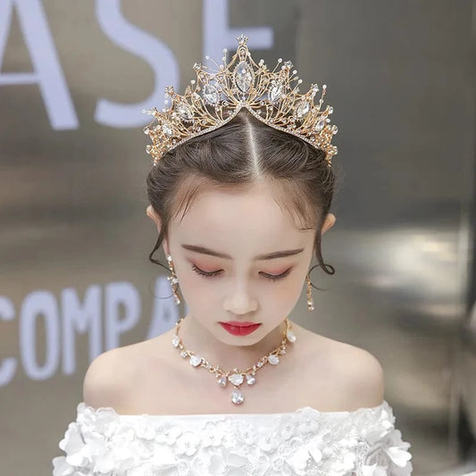 Birthday Gifts Crown Children's Crown Tiara Crystal Alloy Princess Head Wear Wholesale