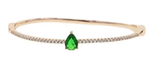 birthstone colorful water drop cubic zirconia sparking bling jewelry clasp clip cz bangle for women