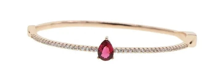 birthstone colorful water drop cubic zirconia sparking bling jewelry clasp clip cz bangle for women