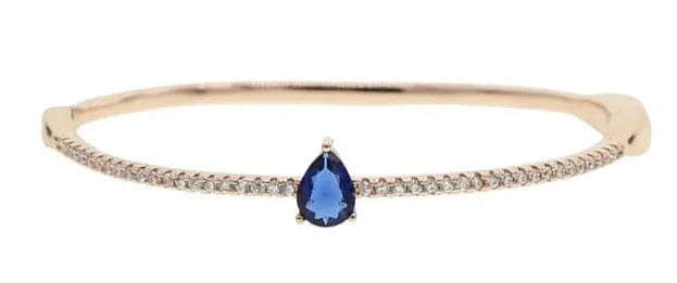 birthstone colorful water drop cubic zirconia sparking bling jewelry clasp clip cz bangle for women