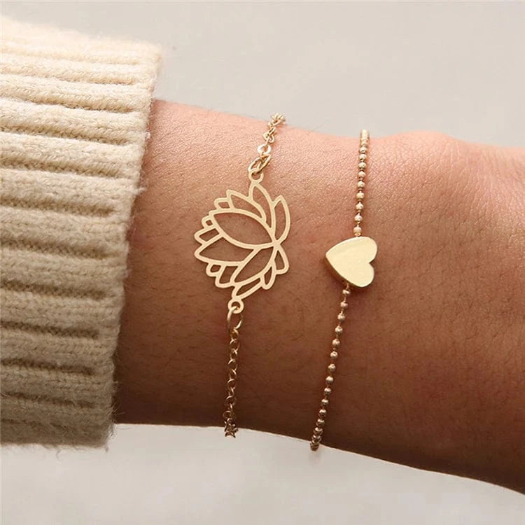 BJ084 Fashion Shell Star Map Lotus Pineapple Heart Natural Stone Beads Chain Bracelet Set For Women Boho Jewelry Wholesales Price