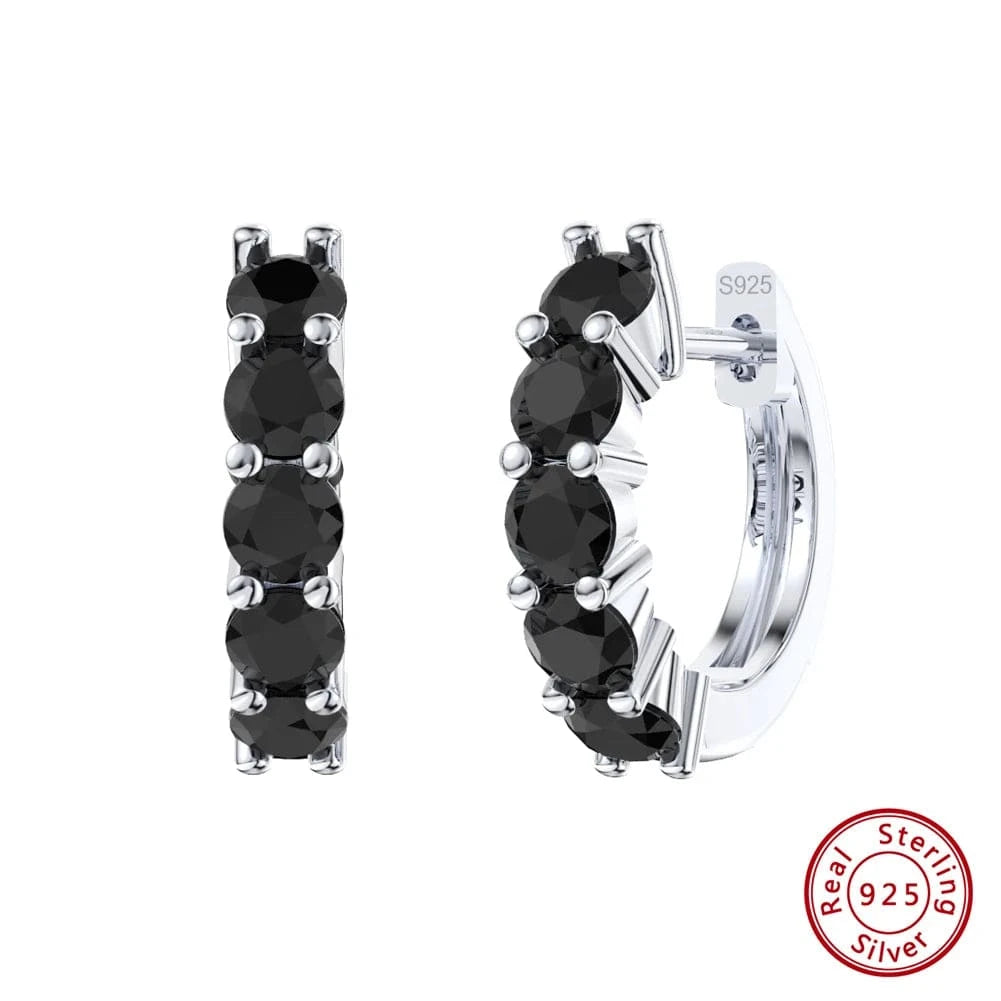 Black APE120 Rinntin Fashion Jewelry Pink Heart-shaped Hoop Earrings Color Cubic Zircon 925 Sterling Silver Earnings Jewelry For Women