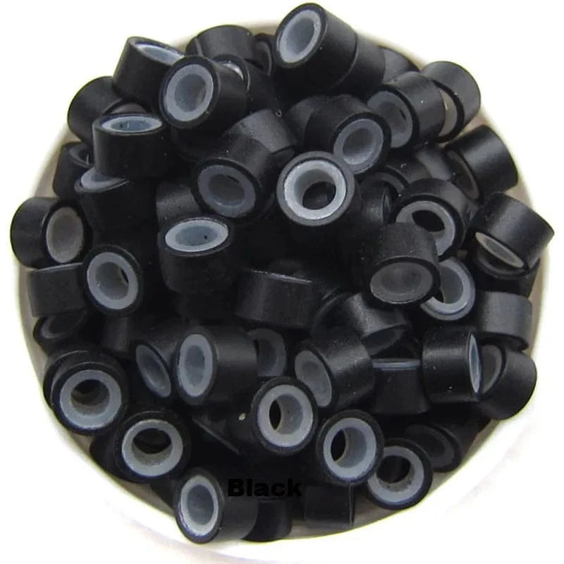Black Hair Micro Rings 5*3MM 1000PCS Silicone Lined Micro Rings Links Beads for Hair Extensions black micro rings