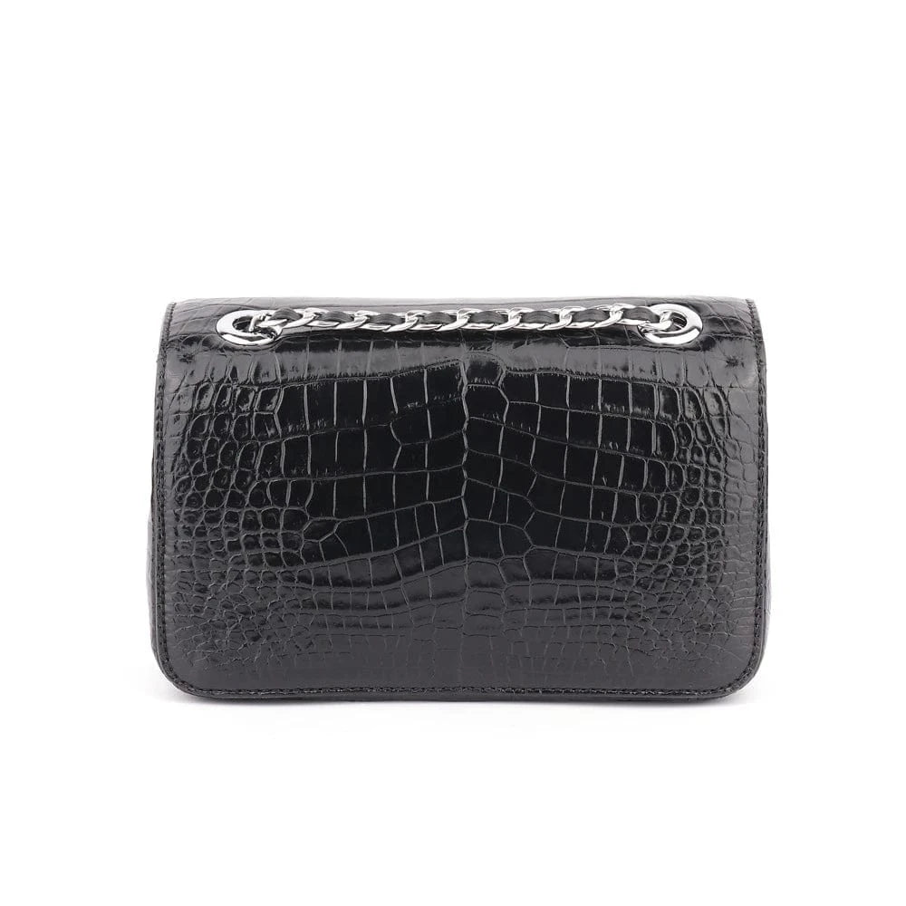 Black High Quality Designer Famous Brands Handbags Genuine Leather Crocodile Luxury Ladies Chain Shoulder Hand Bag Fashion Women