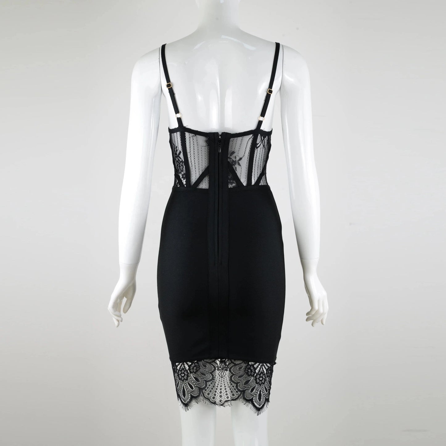 black lace bandage dress mini sexy deep v-neck backless party dress women's summer clothing strap bodycon