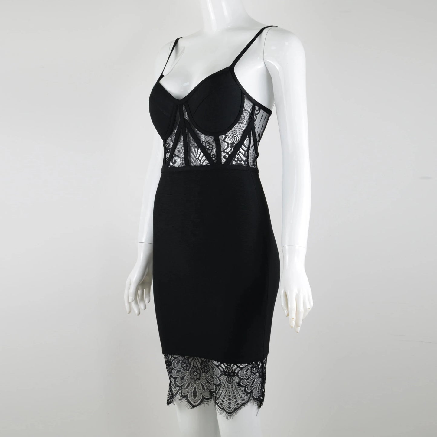 black lace bandage dress mini sexy deep v-neck backless party dress women's summer clothing strap bodycon