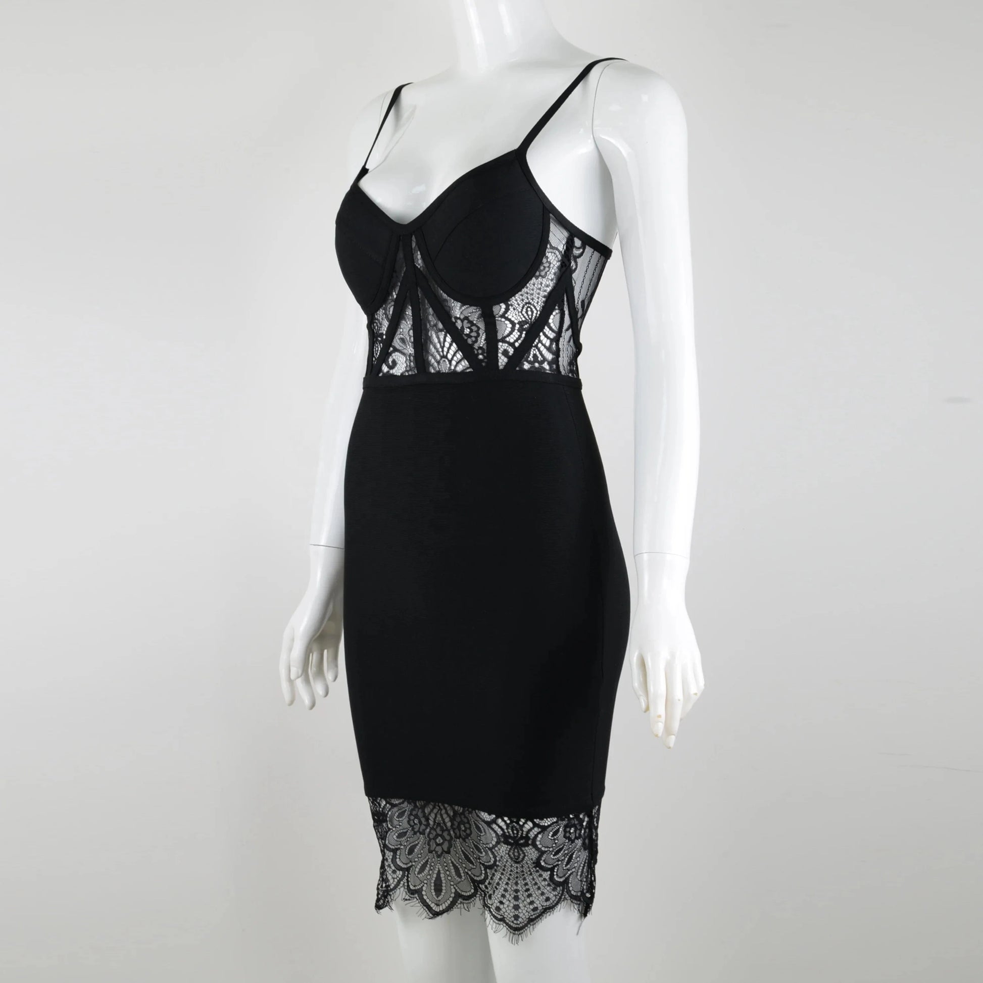 black lace bandage dress mini sexy deep v-neck backless party dress women's summer clothing strap bodycon
