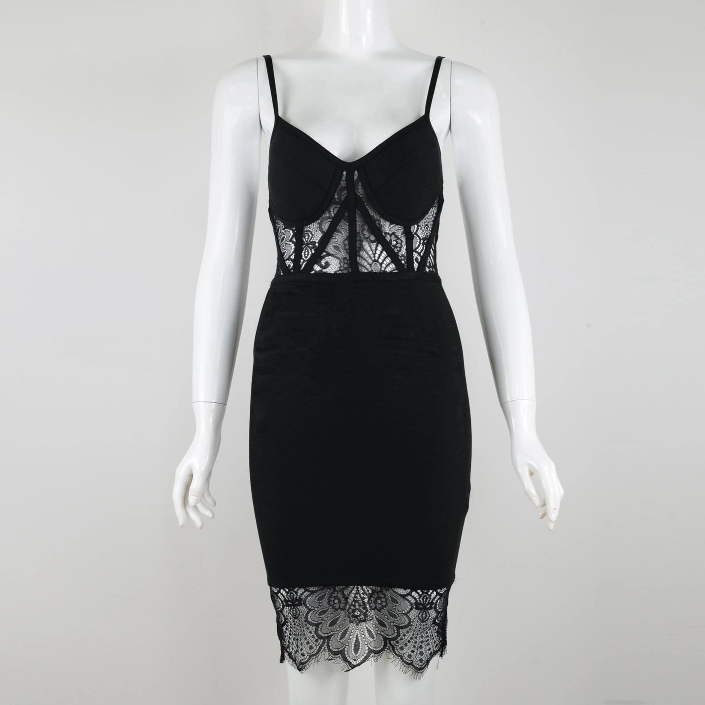 black lace bandage dress mini sexy deep v-neck backless party dress women's summer clothing strap bodycon