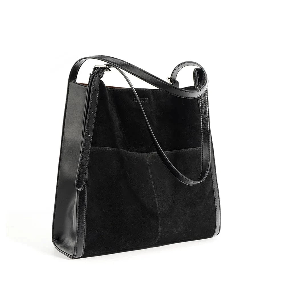 Black Large Capacity Tote Bag Luxury Handbags Women Bags Designer Suede Leather Ladies Boston Shoulder Bag