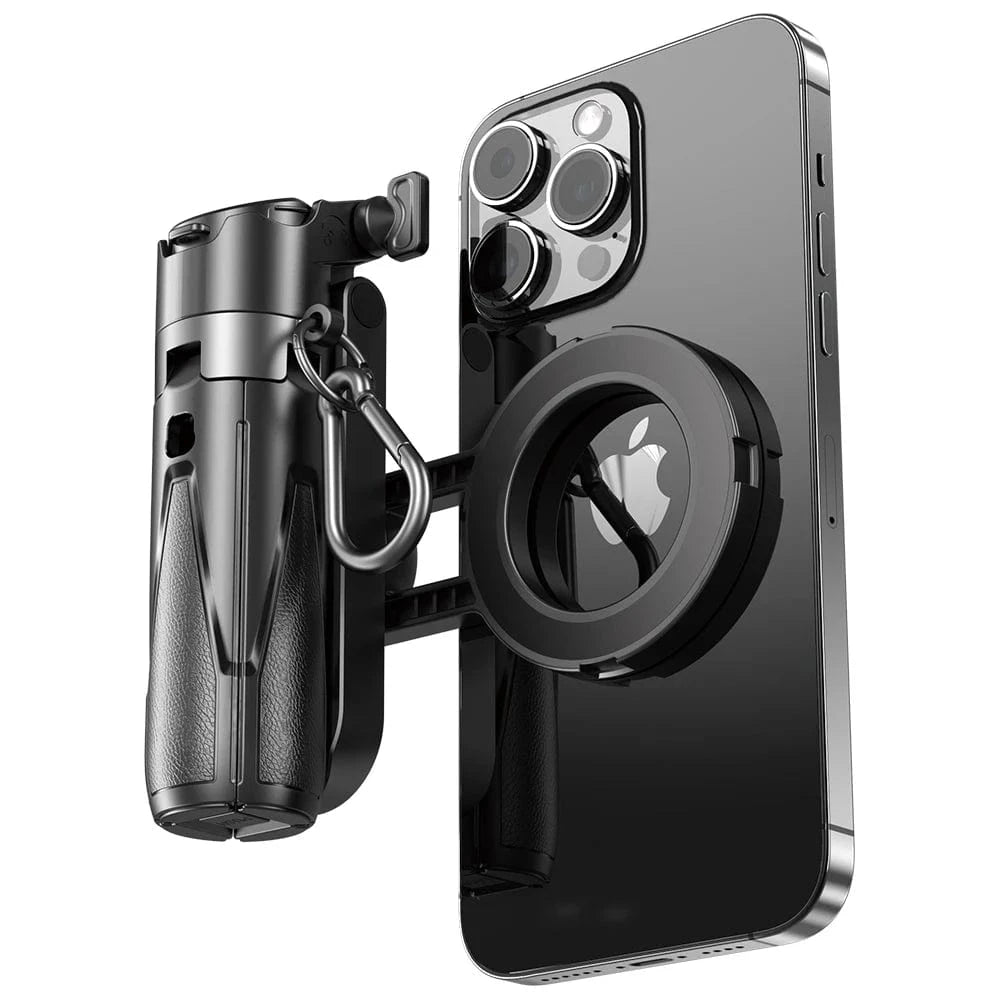 Black Magnetic Phone Tripod Wireless Phone Grip Selfie Stick Desktop Tripod for iPhone 16 15 14 13 12 Pro Max For Samsung phone holder