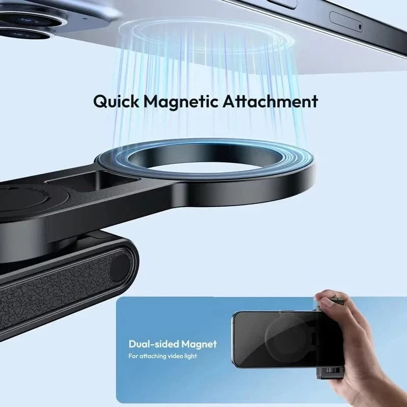 Black Magnetic Phone Tripod Wireless Phone Grip Selfie Stick Desktop Tripod for iPhone 16 15 14 13 12 Pro Max For Samsung phone holder