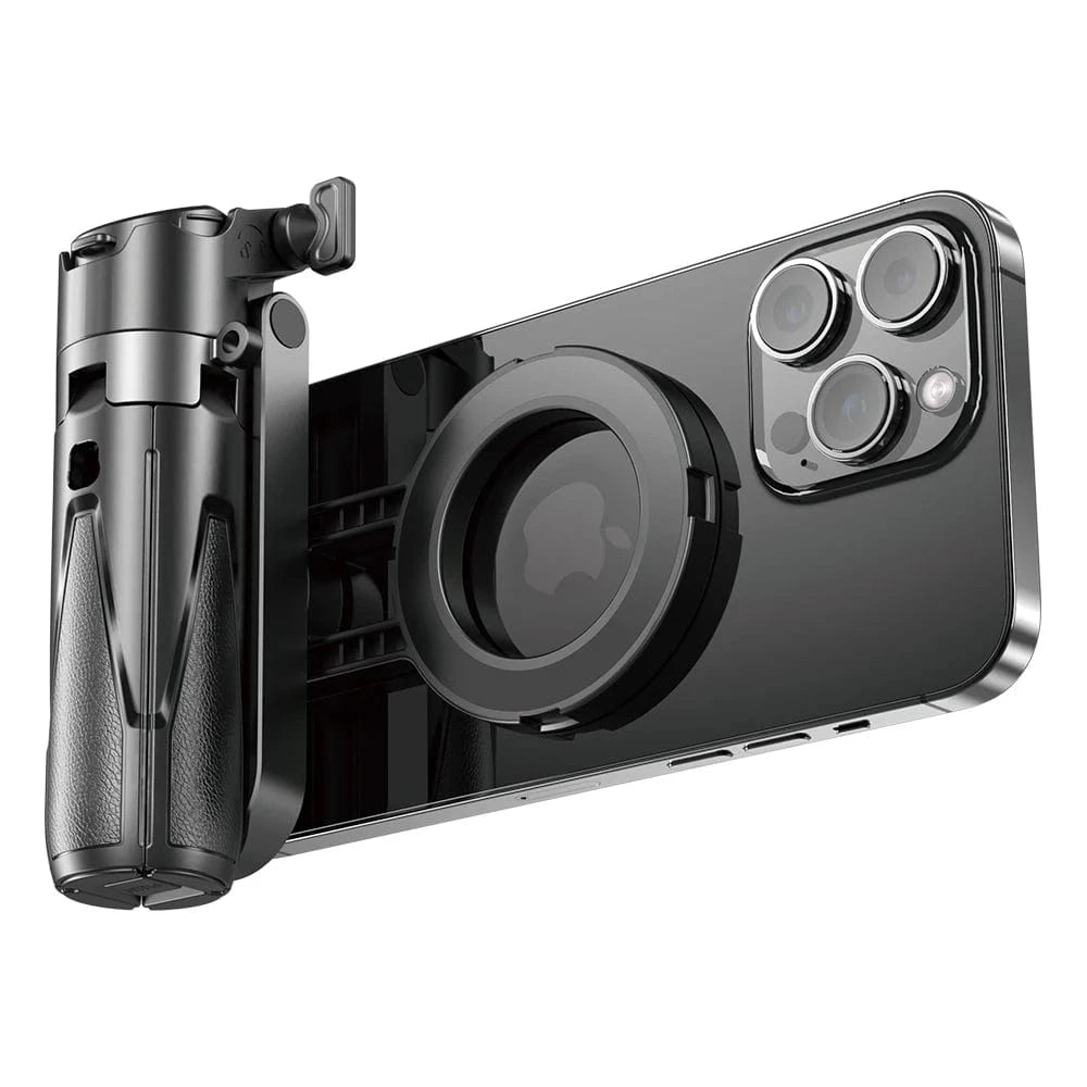 Black Magnetic Phone Tripod Wireless Phone Grip Selfie Stick Desktop Tripod for iPhone 16 15 14 13 12 Pro Max For Samsung phone holder