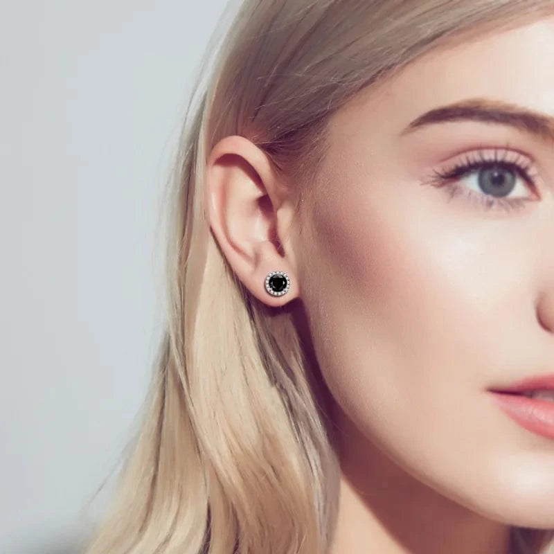Black Moissanite Unique Earrings 925 Stud Earrings for Party Hiphop Black Hip Hop Jewelry Gold Moissanite VVS Silver Plated Trendy 1 Pair