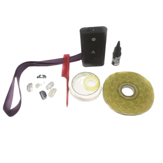 Black New method Making colourful Clip hair fand tape hair with v light hair extensions machine and vg2000 glue easy and hot