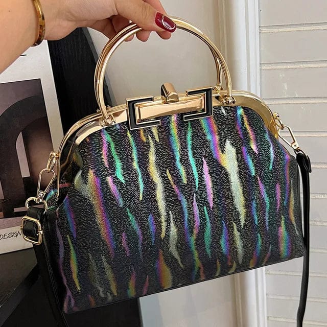 Black New Retro Women's Lock Chic Handbags Evening Clutch Designer Brand Lady Shoulder Bags Shell Clip Black White Pink Crossbody Bag
