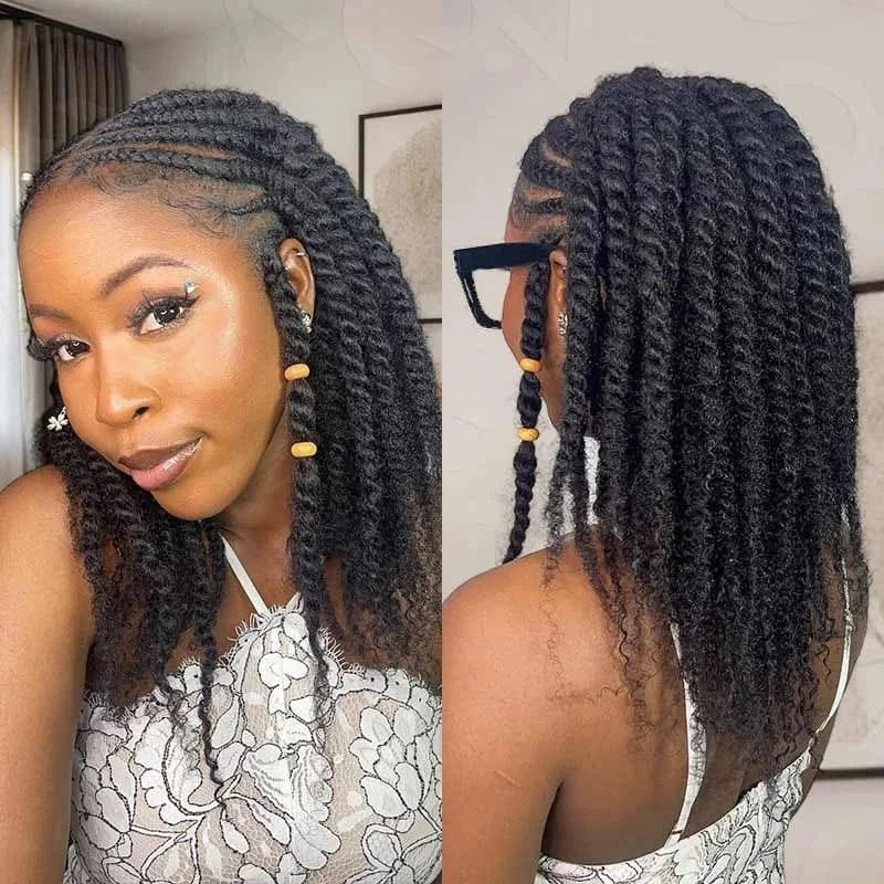 Black Pearl Top Peruvian Kinky Curly Mini Twist Hair 50G/pc QVR Afro Kinky Bulk Human Hair for Braiding 100% Remy Hair Bundles - SN Wigs & More