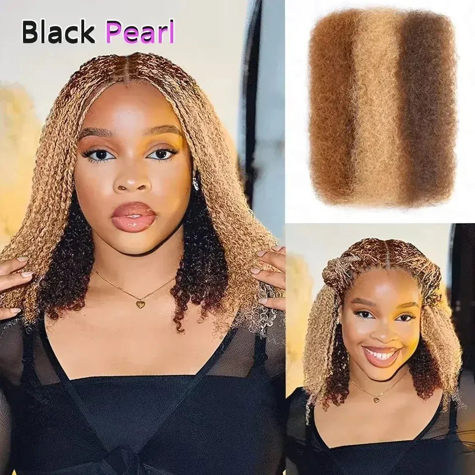 Black Pearl Top Peruvian Kinky Curly Mini Twist Hair 50G/pc QVR Afro Kinky Bulk Human Hair for Braiding 100% Remy Hair Bundles - SN Wigs & More