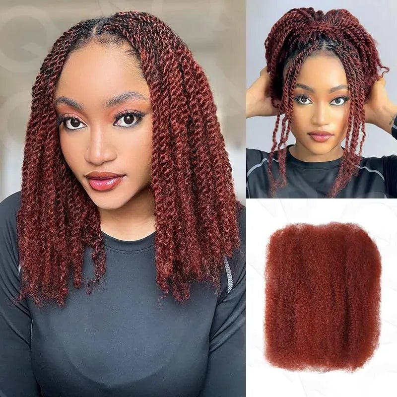 Black Pearl Top Peruvian Kinky Curly Mini Twist Hair 50G/pc QVR Afro Kinky Bulk Human Hair for Braiding 100% Remy Hair Bundles - SN Wigs & More