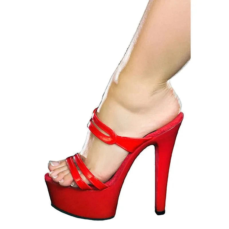 Black stiletto 15 cm super high heel platform slipper club sexy fun 6 inch Sexy Stripper High Heel Sandals