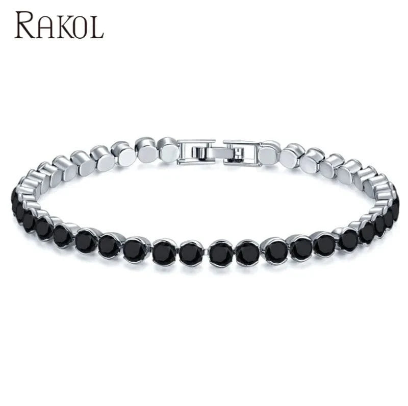 black stone RAKOL APCZB005 new design AAA cubic zircon round stone charm bracelets