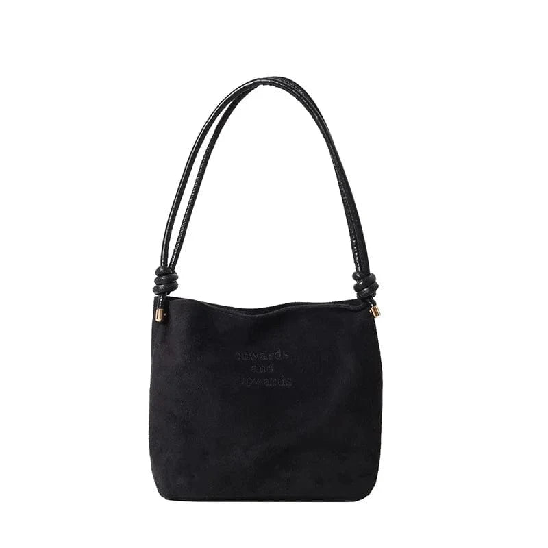 Black Vintage Bucket Bag for Women Suede Shoulder Handbag Versatile Shoulder Purse Underarm Bags  Lightweight Shoulder Crossbody Bag