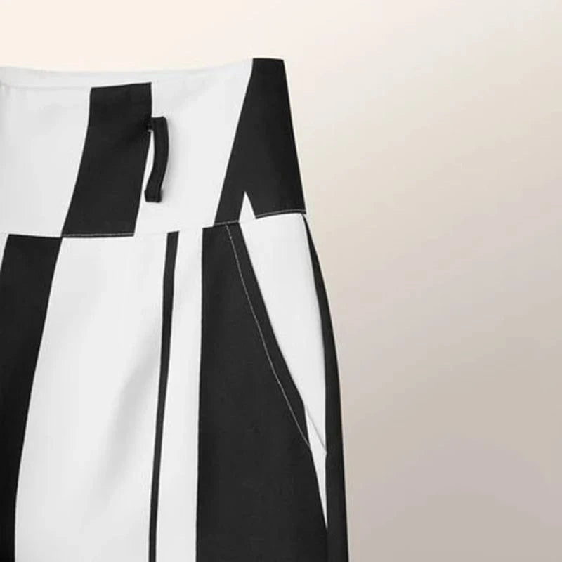 Black White Pants / S Fashion Black White Striped Wide Leg Pants Women 2024 New Autumn Lace-up High Waisted Loose Casual Commute Trousers