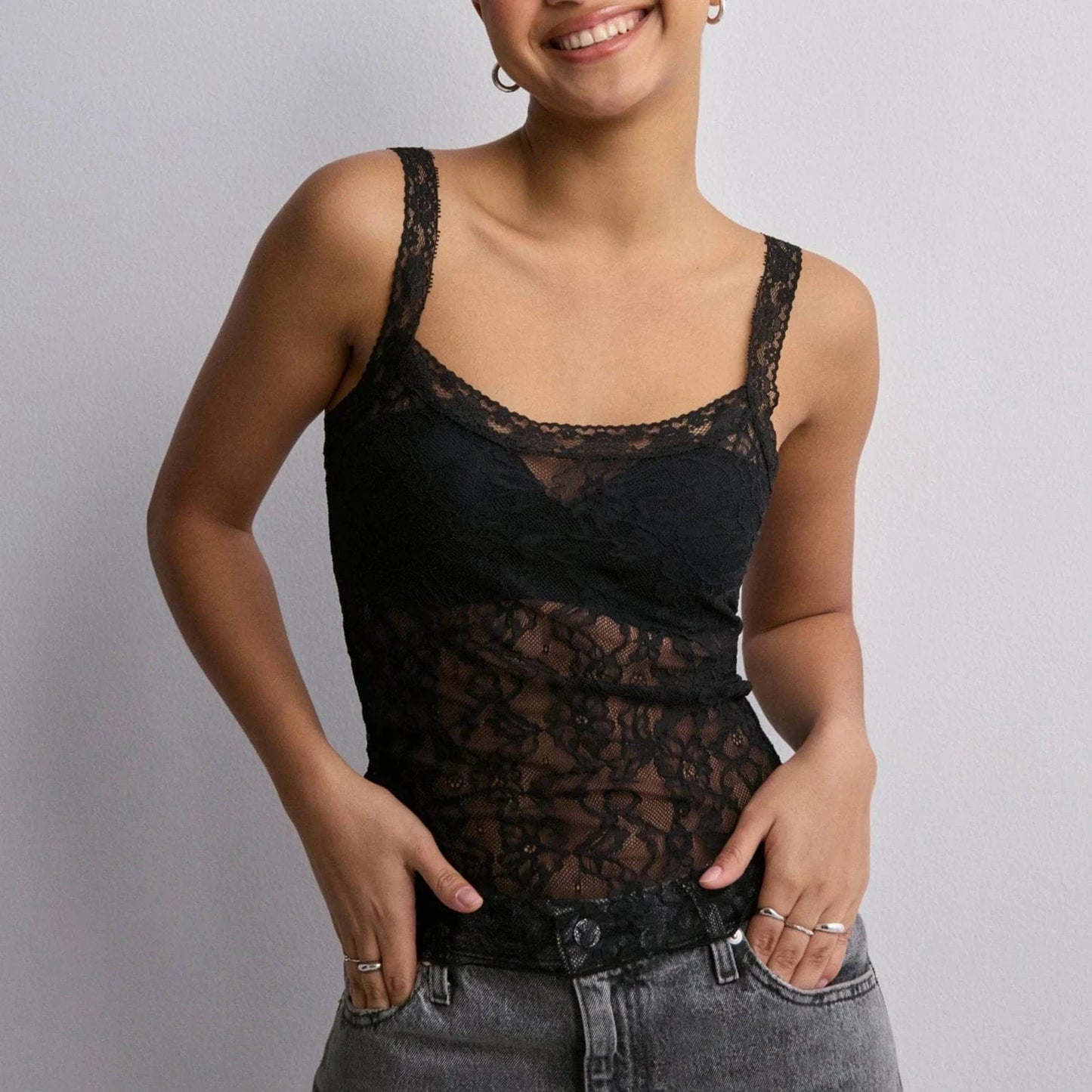 black / XL hirigin Aesthetic Slim Fit Camis Retro Floral Lace Sheer Crop Tops Cottage Grunge Sleeveless Shirt Vest Y2k Vintage Tank Tops