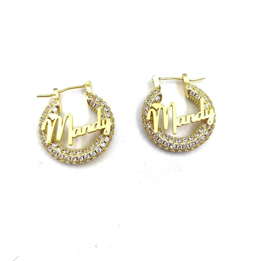 Bling 18K Gold Mini Baby Kid initial  Hoop Earrings Custom Name Cute Hoops Personalized Initial Letter fashion earrings Jewelry