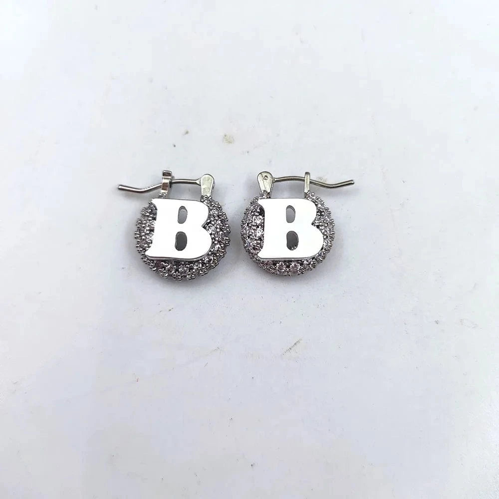 Bling 18K Gold Mini Baby Kid initial  Hoop Earrings Custom Name Cute Hoops Personalized Initial Letter fashion earrings Jewelry