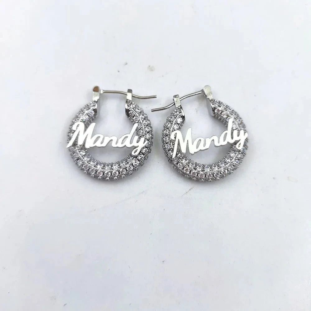 Bling 18K Gold Mini Baby Kid initial  Hoop Earrings Custom Name Cute Hoops Personalized Initial Letter fashion earrings Jewelry